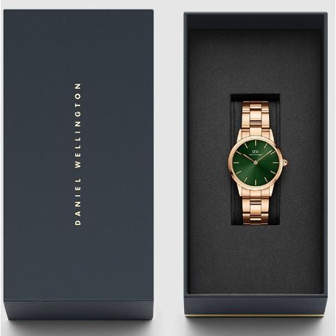 Daniel Wellington Iconic Link Emerald Green Dial Rose Gold Steel Strap Watch For Women - DW00100421 Buy Now By Daniel Wellington