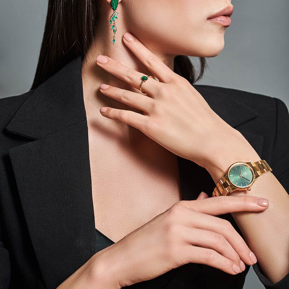 Daniel Wellington Iconic Link Emerald Green Dial Rose Gold Steel Strap Watch For Women - DW00100421 Buy Now By Daniel Wellington