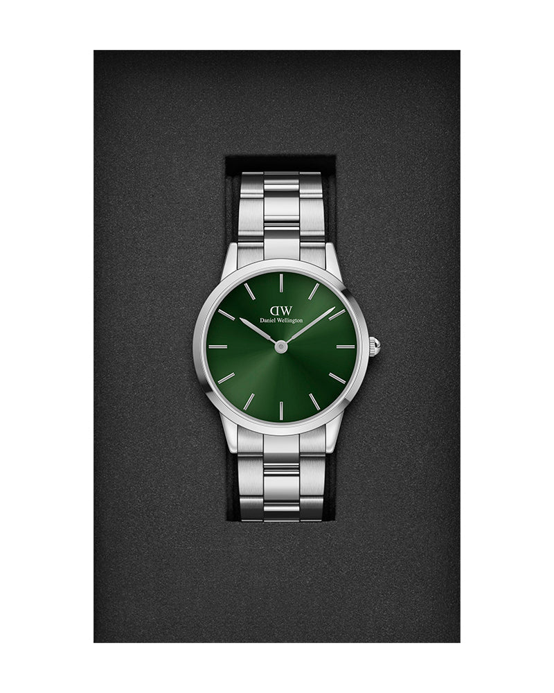 Daniel Wellington Iconic Link Emerald Green Dial Silver Steel Strap Watch For Men - DW00100427 Buy Now By Daniel Wellington