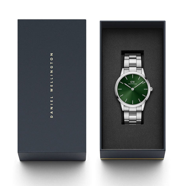 Daniel Wellington Iconic Link Emerald Green Dial Silver Steel Strap Watch For Men - DW00100427 Buy Now By Daniel Wellington