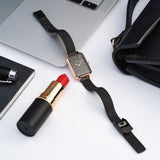 Daniel Wellington Quadro Ashfield Black Dial Black Mesh Strap Watch For Women - DW00100433 Buy Now By Daniel Wellington