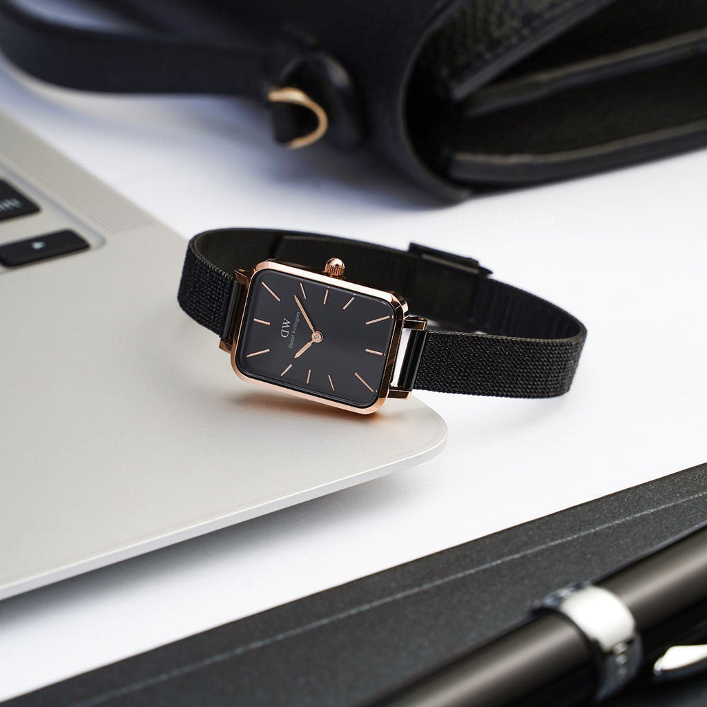 Daniel Wellington Quadro Ashfield Black Dial Black Mesh Strap Watch For Women - DW00100433 Buy Now By Daniel Wellington