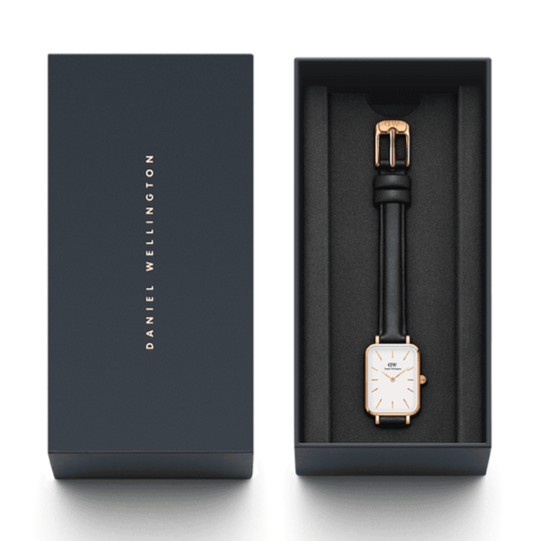 Daniel Wellington Quadro White Dial Black Leather Strap Watch For Women - DW00100434 Buy Now By Daniel Wellington