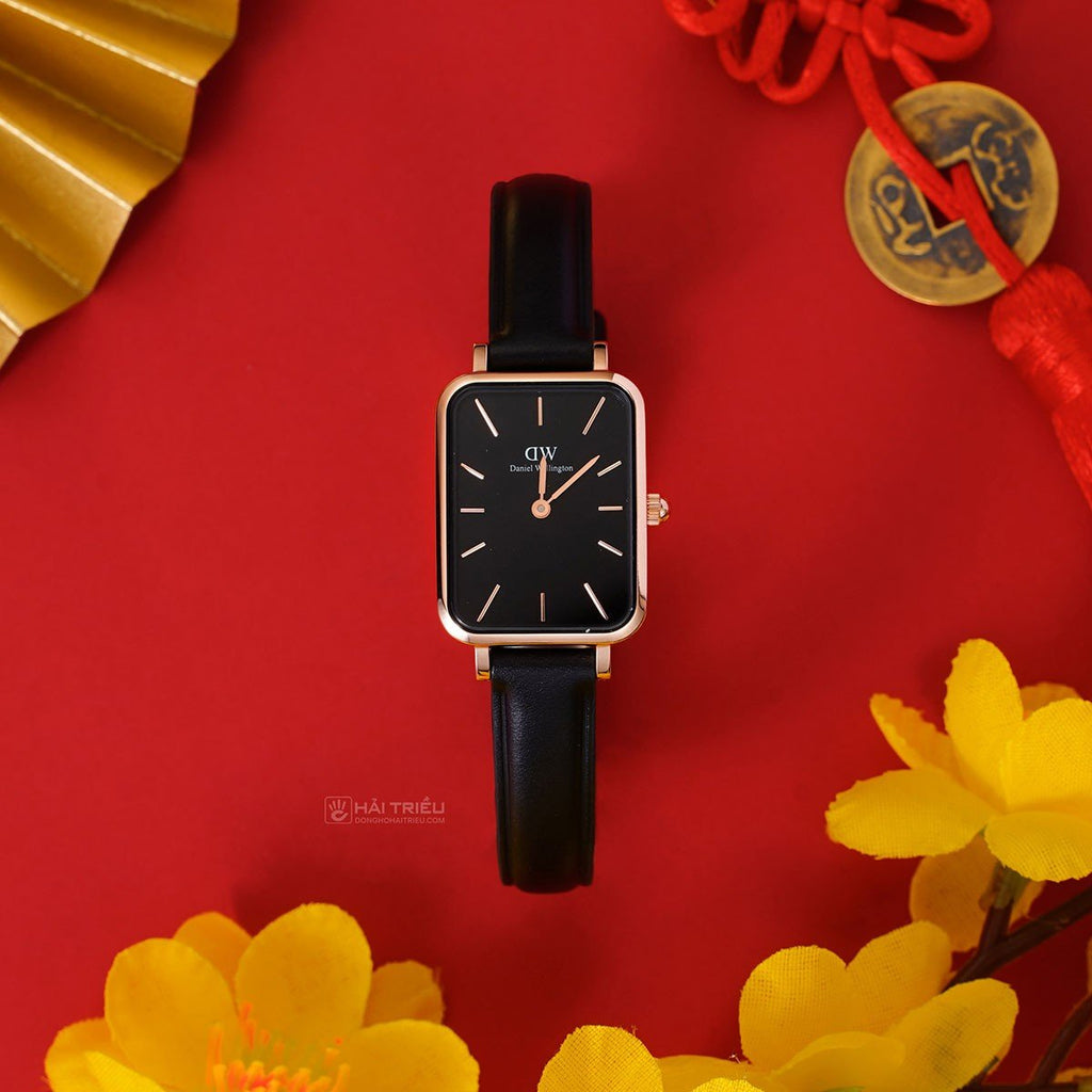 Daniel Wellington Quadro Sheffield Black Dial Black Leather Strap Watch For Women - DW00100435 Buy Now By Daniel Wellington