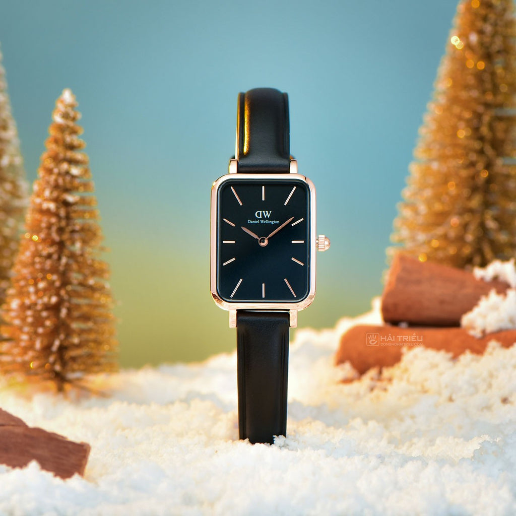 Daniel Wellington Quadro Sheffield Black Dial Black Leather Strap Watch For Women - DW00100435 Buy Now By Daniel Wellington