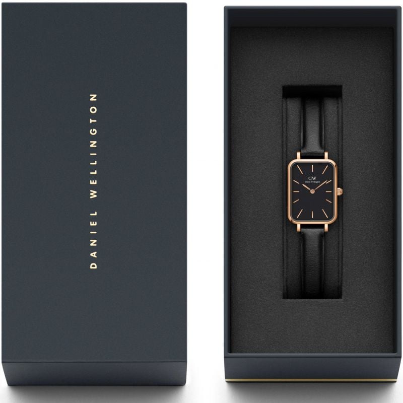 Daniel Wellington Quadro Sheffield Black Dial Black Leather Strap Watch For Women - DW00100435 Buy Now By Daniel Wellington