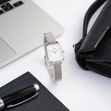 Daniel Wellington Quadro Sterling White Dial Silver Mesh Strap Watch For Women - DW00100438 Buy Now By Daniel Wellington