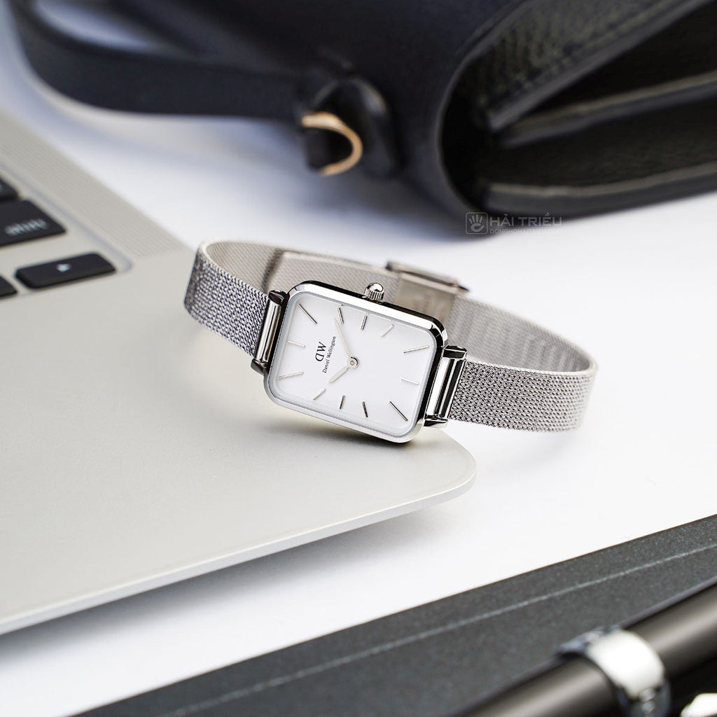 Daniel Wellington Quadro Sterling White Dial Silver Mesh Strap Watch For Women - DW00100438 Buy Now By Daniel Wellington