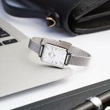 Daniel Wellington Quadro Sterling White Dial Silver Mesh Strap Watch For Women - DW00100438 Buy Now By Daniel Wellington