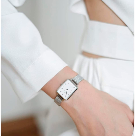 Daniel Wellington Quadro Sterling White Dial Silver Mesh Strap Watch For Women - DW00100438 Buy Now By Daniel Wellington