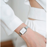 Daniel Wellington Quadro Sterling White Dial Silver Mesh Strap Watch For Women - DW00100438 Buy Now By Daniel Wellington