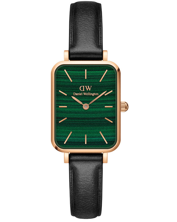 Daniel Wellington Quadro Pressed Sheffield Green Dial Black Leather Strap Watch For Women - DW00100439 Buy Now By Daniel Wellington