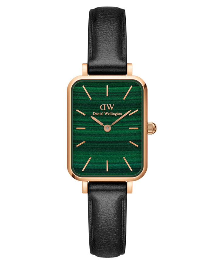 Daniel Wellington Quadro Pressed Sheffield Green Dial Black Leather Strap Watch For Women - DW00100439 Buy Now By Daniel Wellington