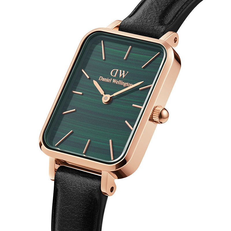 Daniel Wellington Quadro Pressed Sheffield Green Dial Black Leather Strap Watch For Women - DW00100439 Buy Now By Daniel Wellington