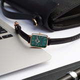 Daniel Wellington Quadro Pressed Sheffield Green Dial Black Leather Strap Watch For Women - DW00100439 Buy Now By Daniel Wellington