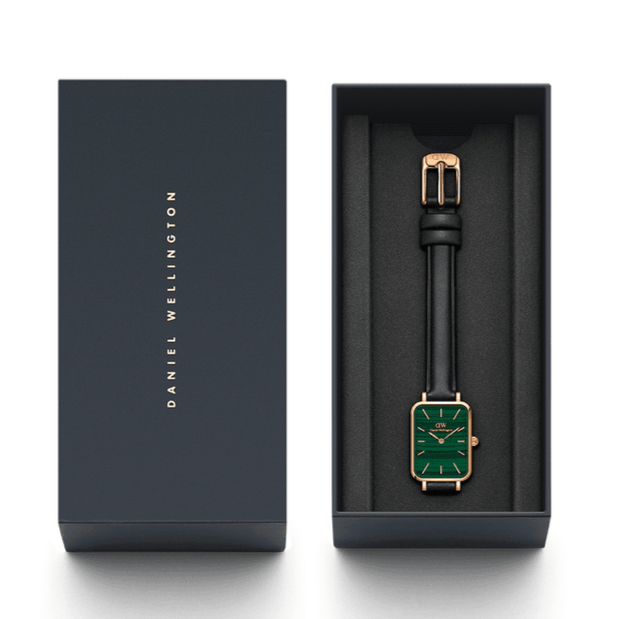Daniel Wellington Quadro Pressed Sheffield Green Dial Black Leather Strap Watch For Women - DW00100439 Buy Now By Daniel Wellington