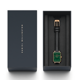 Daniel Wellington Quadro Pressed Sheffield Green Dial Black Leather Strap Watch For Women - DW00100439 Buy Now By Daniel Wellington