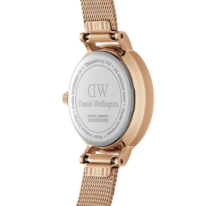 Daniel Wellington Petite Pressed Melrose Black Dial Rose Gold Mesh Strap Watch For Women - DW00100440 Buy Now By Daniel Wellington