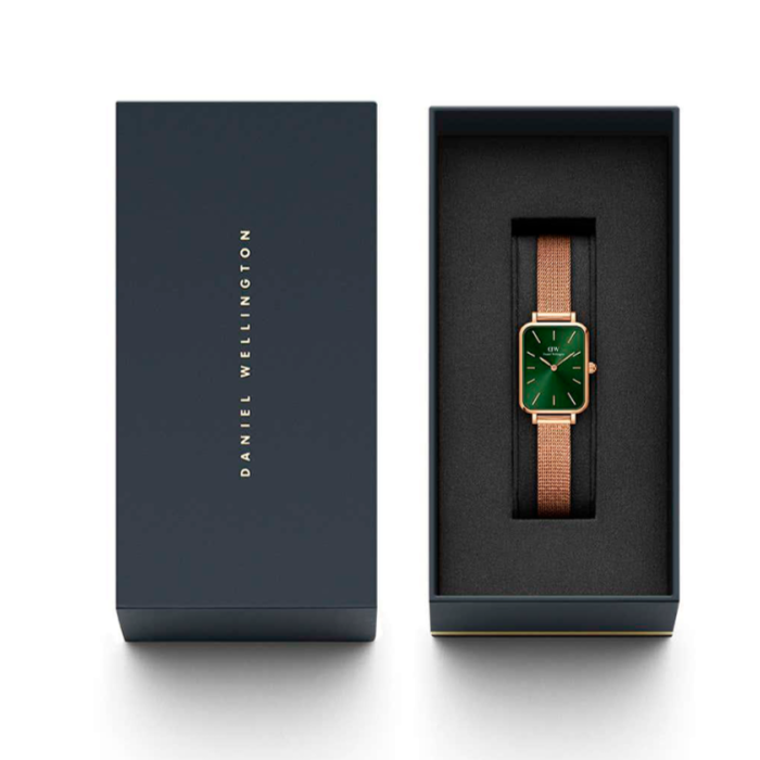 Daniel Wellington Pressed Melrose Emerald Green Rose Gold Mesh Strap Watch For Women - DW00100445 Buy Now By Daniel Wellington