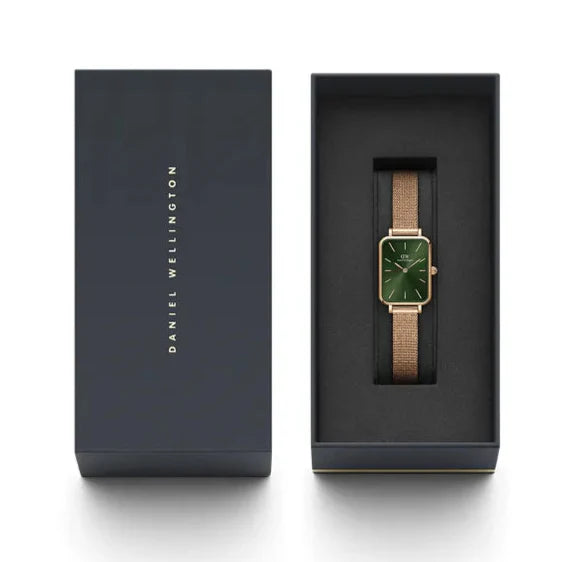 Daniel Wellington Pressed Melrose Emerald Green Rose Gold Mesh Strap Watch For Women - DW00100445 Buy Now By Daniel Wellington