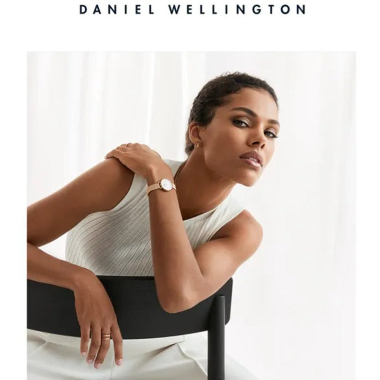 Daniel Wellington Petite Pressed Melrose White Dial Gold Mesh Bracelet Watch For Women - DW00100447 Buy Now By Daniel Wellington