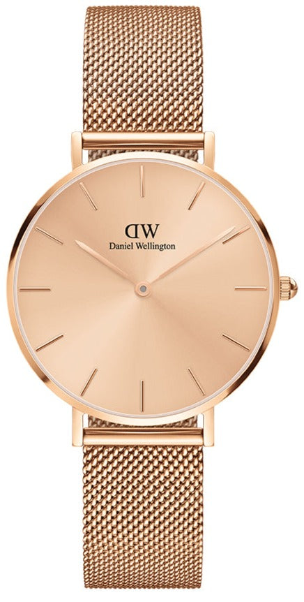 Daniel Wellington Petite Rose Gold Dial Rose Gold Mesh Bracelet Watch For Women - DW00100471 Buy Now By Daniel Wellington