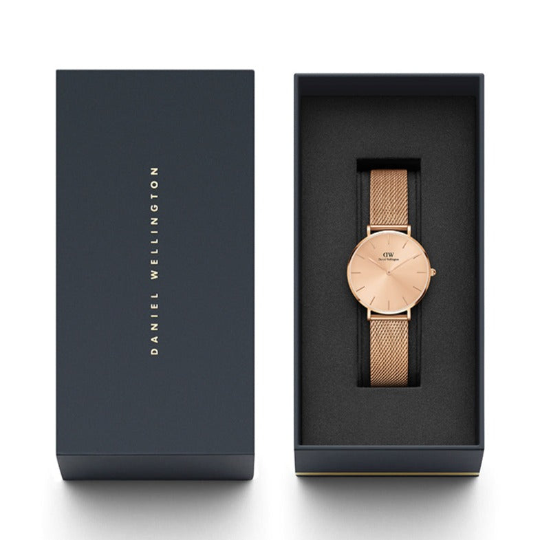 Daniel Wellington Petite Rose Gold Dial Rose Gold Mesh Bracelet Watch For Women - DW00100470 Buy Now By Daniel Wellington