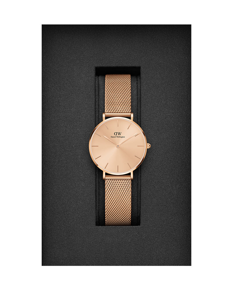 Daniel Wellington Petite Rose Gold Dial Rose Gold Mesh Bracelet Watch For Women - DW00100470 Buy Now By Daniel Wellington