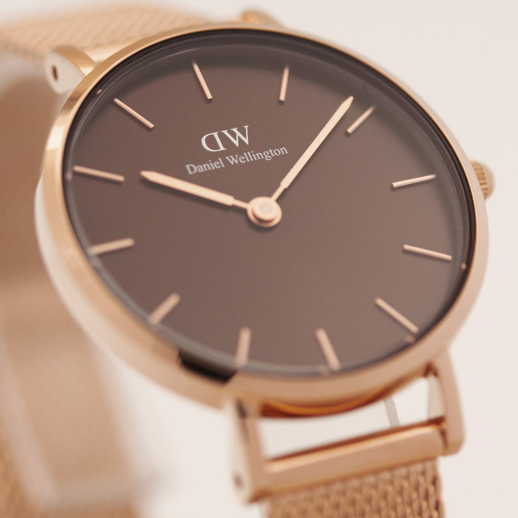 Daniel Wellington Petite Amber Brown Dial Gold Mesh Strap Watch For Women - DW00100476 Buy Now By Daniel Wellington