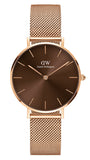 Daniel Wellington Petite Melrose Brown Dial Rose Gold Mesh Strap Watch For Women - DW00100477 Buy Now By Daniel Wellington