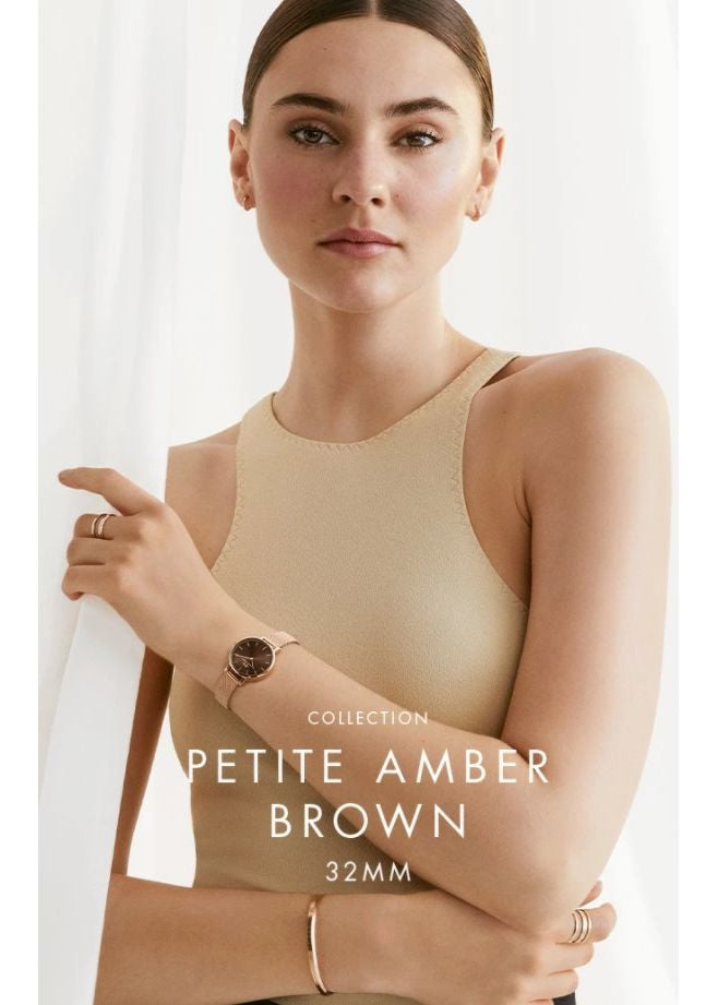 Daniel Wellington Petite Melrose Brown Dial Rose Gold Mesh Strap Watch For Women - DW00100477 Buy Now By Daniel Wellington