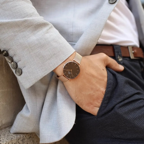 Daniel Wellington Petite Amber Brown Dial Rose Gold Mesh Strap Watch for Women - DW00100478 Buy Now By Daniel Wellington