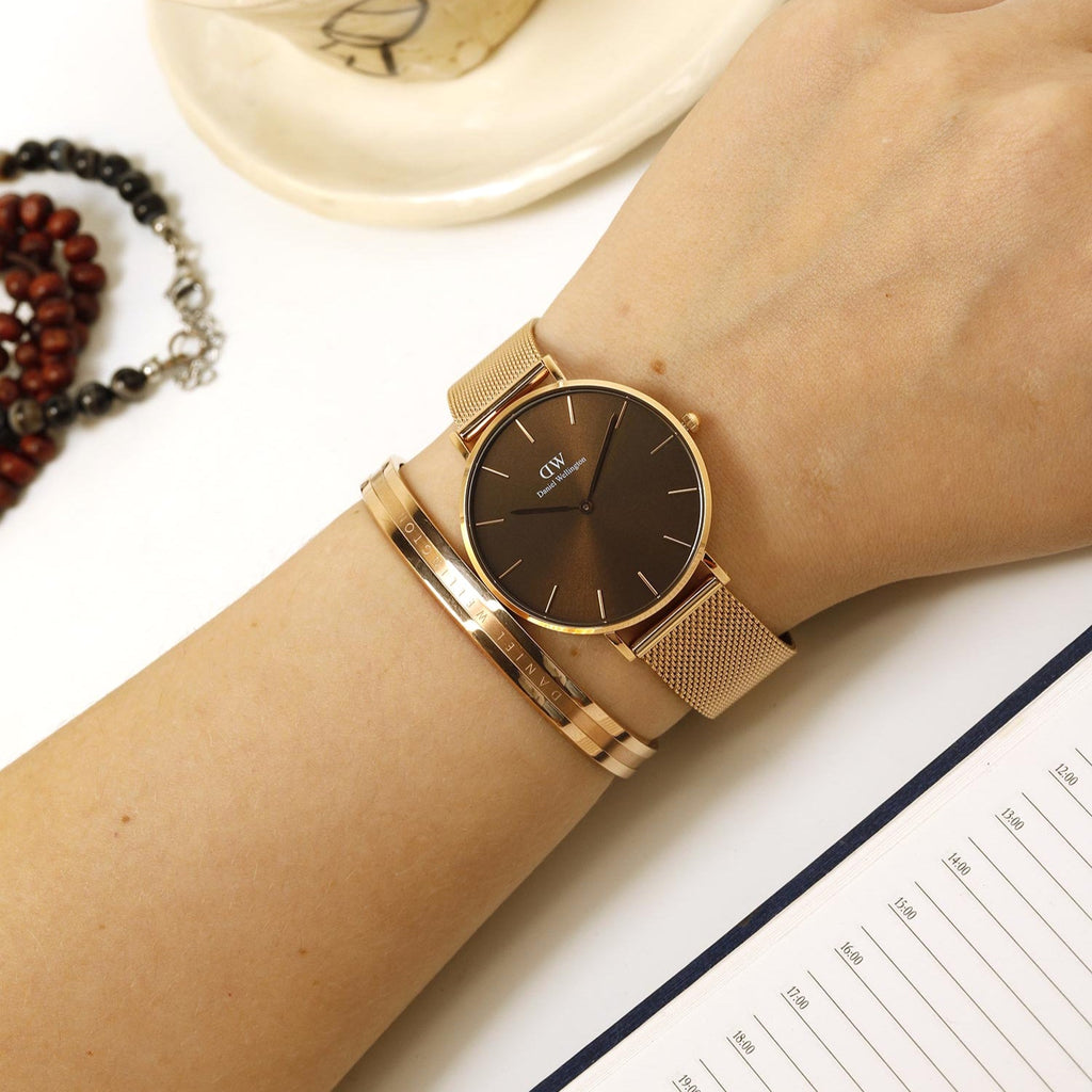 Daniel Wellington Petite Amber Brown Dial Rose Gold Mesh Strap Watch for Women - DW00100478 Buy Now By Daniel Wellington