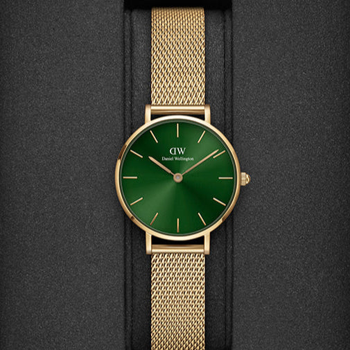 Daniel Wellington Petite Emerald Green Dial Gold Mesh Strap Watch For Women - DW00100479 Buy Now By Daniel Wellington