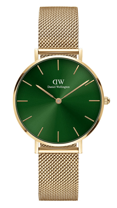 Daniel Wellington Petite Emerald Green Dial Gold Mesh Strap Watch For Women - DW00100480 Buy Now By Daniel Wellington