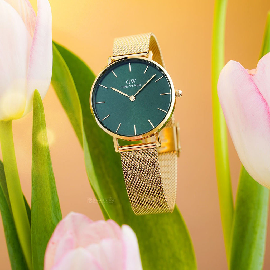 Daniel Wellington Petite Emerald Green Dial Gold Mesh Strap Watch For Women - DW00100480 Buy Now By Daniel Wellington