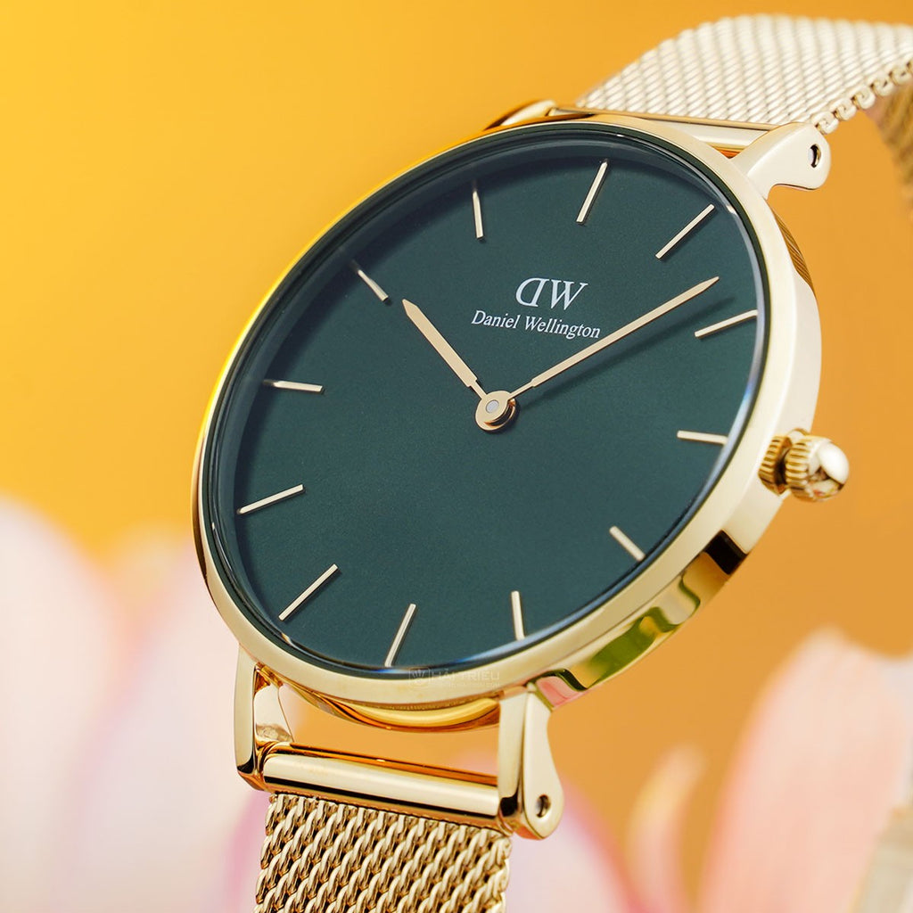 Daniel Wellington Petite Emerald Green Dial Gold Mesh Strap Watch For Women - DW00100480 Buy Now By Daniel Wellington