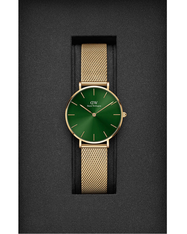 Daniel Wellington Petite Emerald Green Dial Gold Mesh Strap Watch For Women - DW00100480 Buy Now By Daniel Wellington