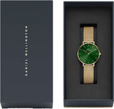 Daniel Wellington Petite Emerald Green Dial Gold Mesh Strap Watch For Women - DW00100480 Buy Now By Daniel Wellington