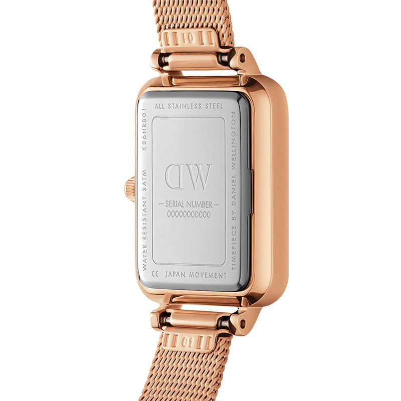 Daniel Wellington Quadro Unitone Rose Gold Dial Rose Gold Mesh Strap Watch For Women - DW00100484 Buy Now By Daniel Wellington