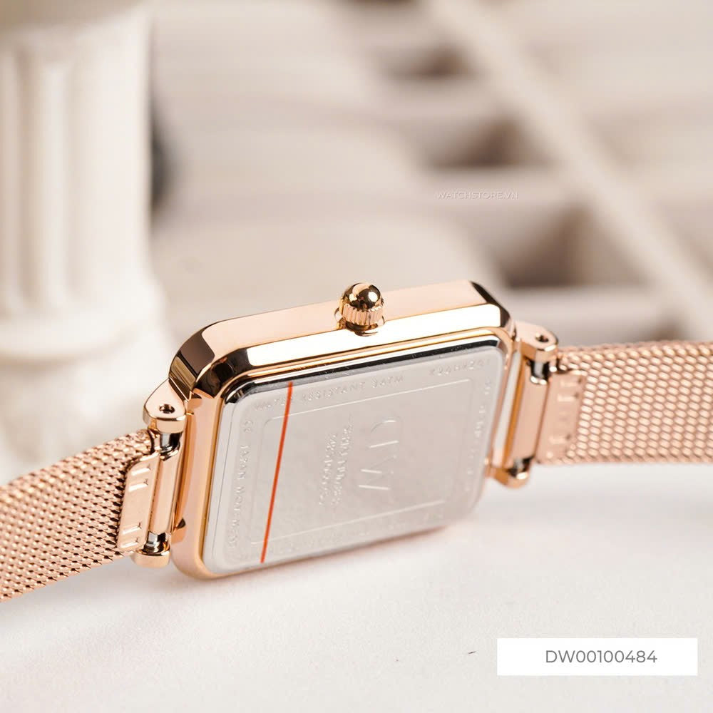 Daniel Wellington Quadro Unitone Rose Gold Dial Rose Gold Mesh Strap Watch For Women - DW00100484 Buy Now By Daniel Wellington