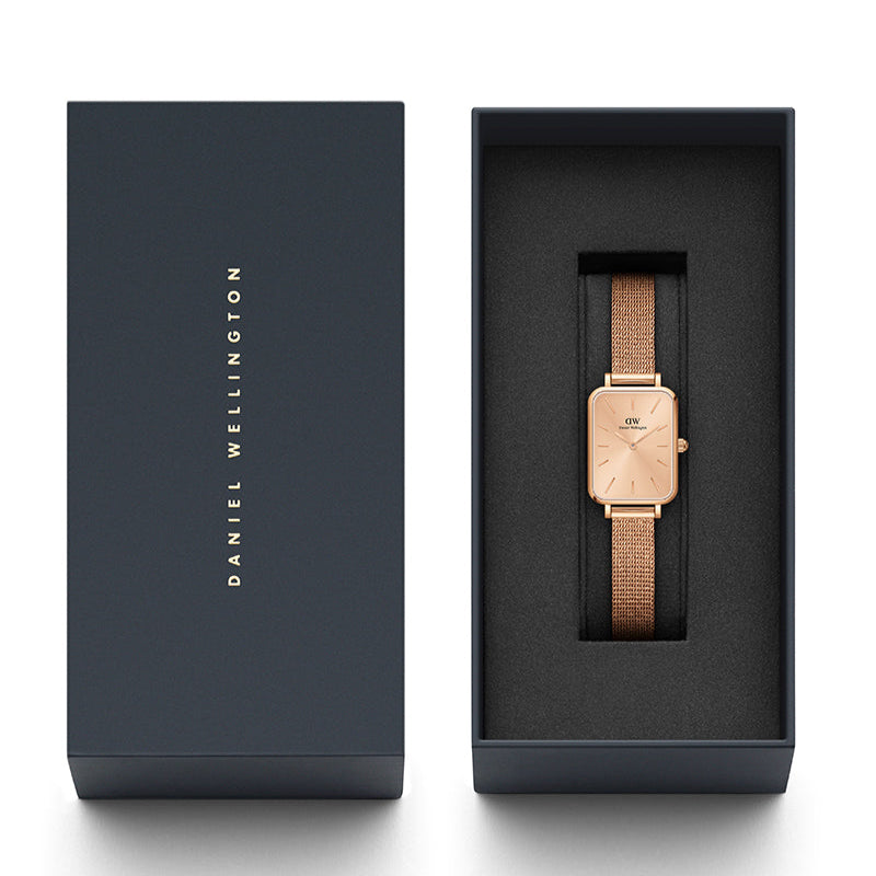 Daniel Wellington Quadro Unitone Rose Gold Dial Rose Gold Mesh Strap Watch For Women - DW00100484 Buy Now By Daniel Wellington