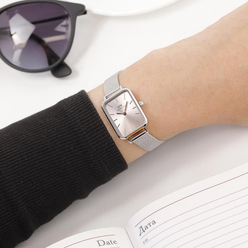 Daniel Wellington Quadro Unitone Silver Dial Silver Mesh Strap Watch For Women - DW00100486 Buy Now By Daniel Wellington