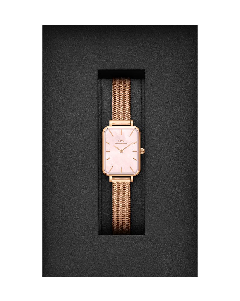 Daniel Wellington Quadro Pressed Melrose Pink Dial Pink Mesh Bracelet Watch For Women - DW00100510 Buy Now By Daniel Wellington