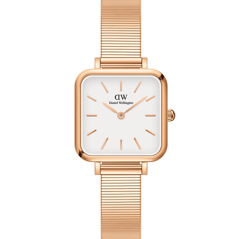 Daniel Wellington Quadro Studio White Dial Rose Gold Mesh Strap Watch For Women - DW00100517 Buy Now By Daniel Wellington