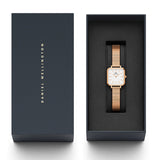 Daniel Wellington Quadro Studio White Dial Rose Gold Mesh Strap Watch For Women - DW00100517