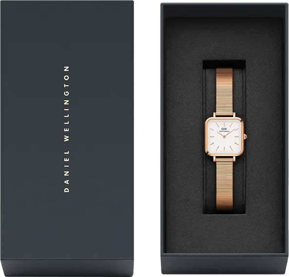 Daniel Wellington Quadro Studio White Dial Rose Gold Mesh Strap Watch For Women - DW00100517 Buy Now By Daniel Wellington