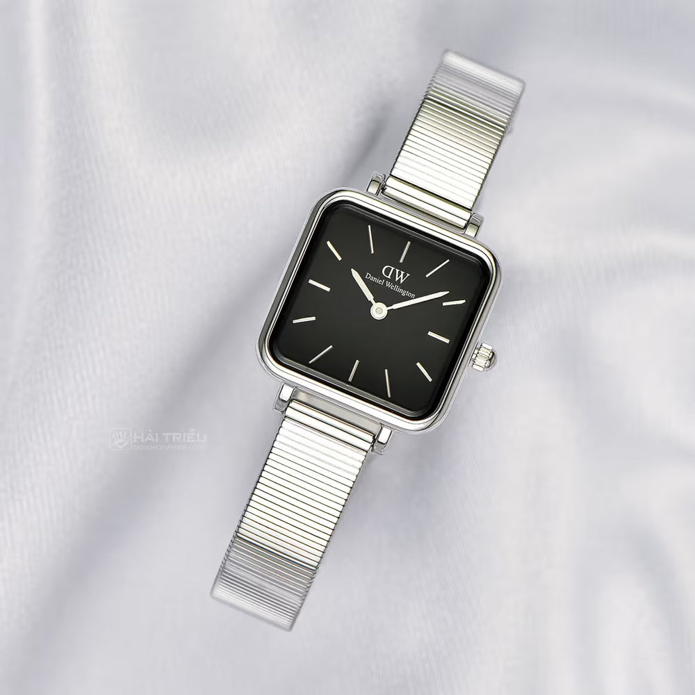 Daniel Wellington Quadro Studio Black Dial Silver Mesh Strap Watch For Women - DW00100522