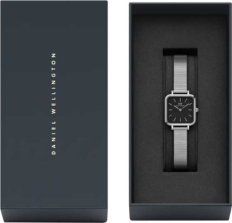 Daniel Wellington Quadro Studio Black Dial Silver Mesh Strap Watch For Women - DW00100522 Buy Now By Daniel Wellington