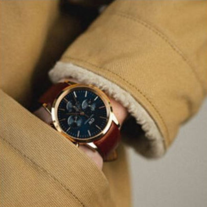 Daniel Wellington Iconic Chronograph Blue Dial Brown Leather Strap Watch For Men - DW00100639 Buy Now By Daniel Wellington